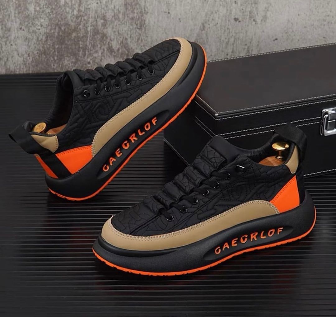 Men's Leather Waterproof Embossed Sneakers