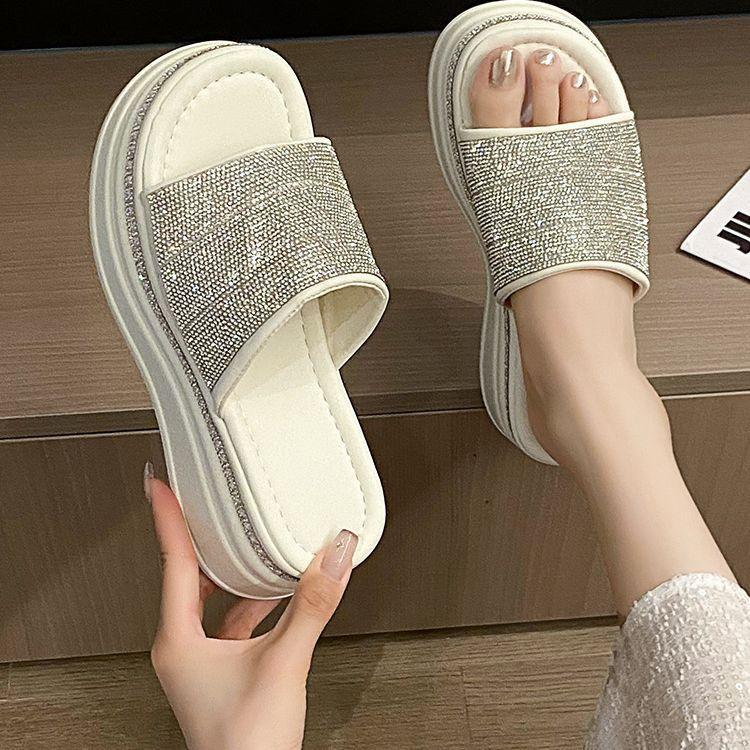Women's platform diamond slippers