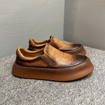 Men's thick-soled genuine leather casual slip-on shoes