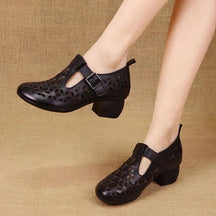 Women's soft leather hollow heels