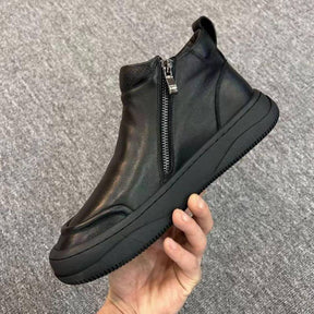 Men's Black High-top Winter Fleece Casual Shoes