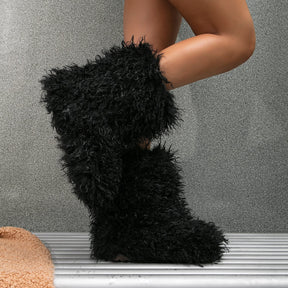 Faux Fur Mid Calf Boots