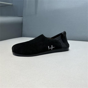 Low-top leather casual soft-soled slip-on shoes