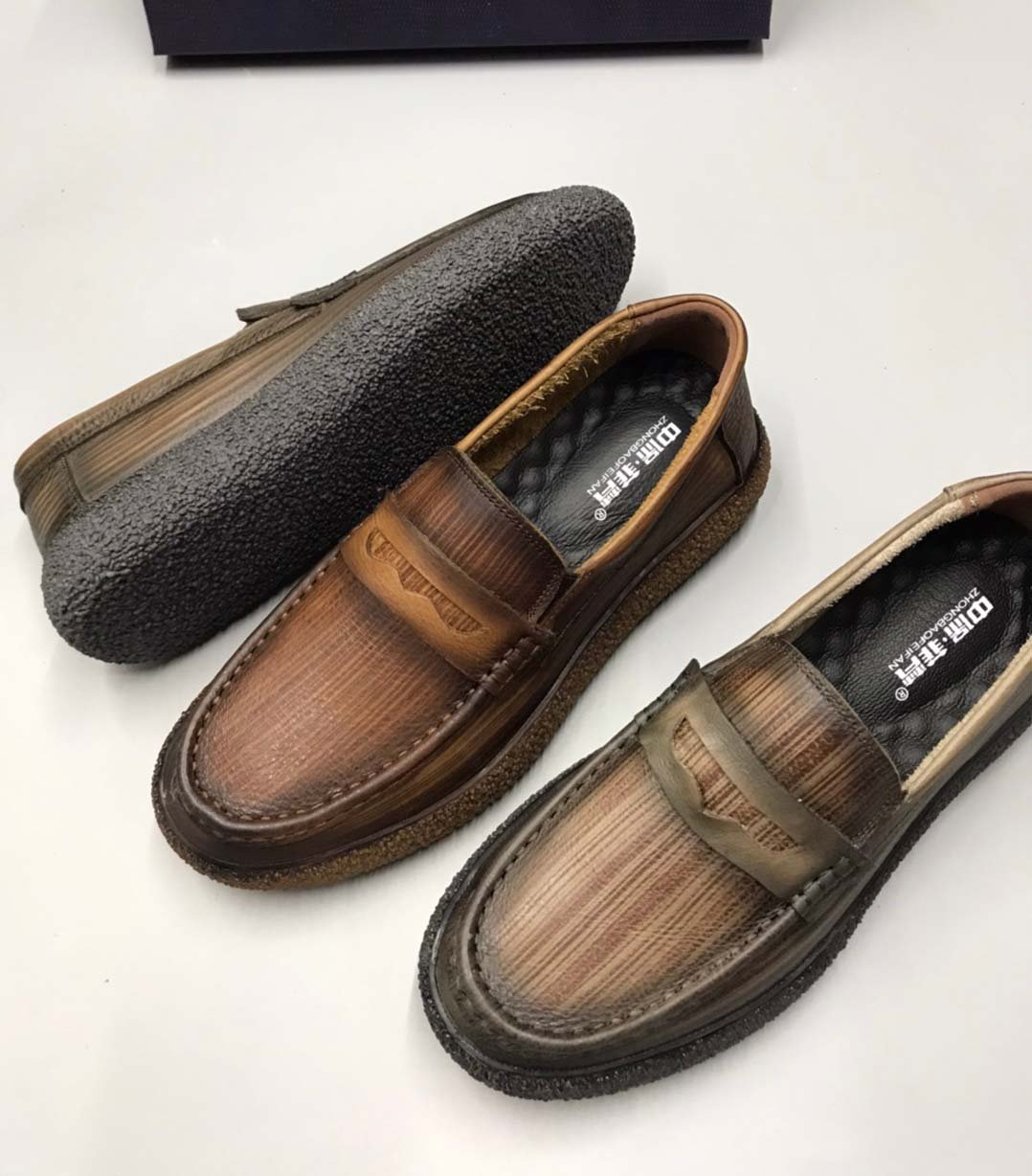 Retro thick-soled slip-on shoes