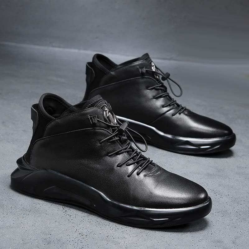 Men's Genuine Leather Mid-Cut Velvet Casual Shoes