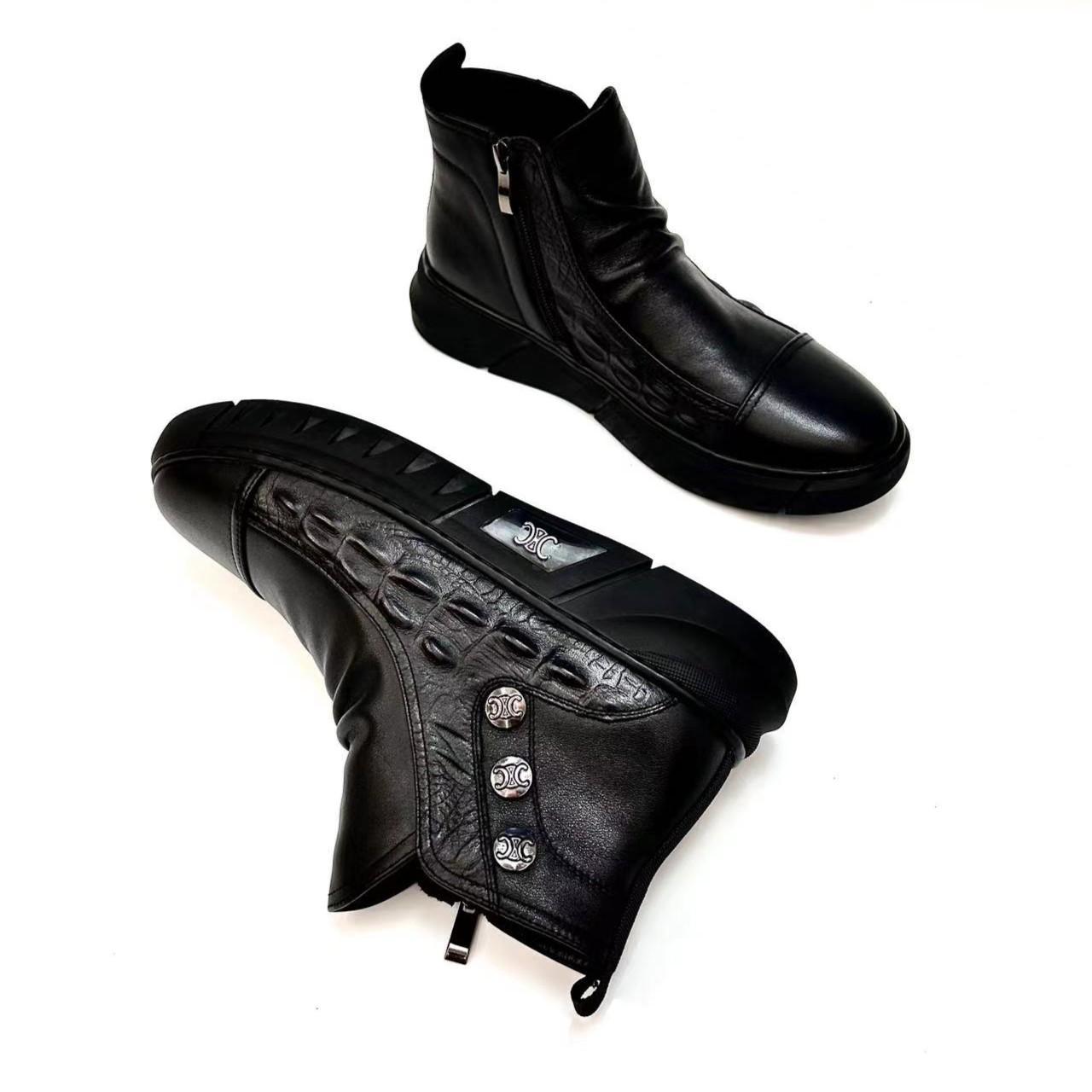 Men's Leather Zipper Casual Boots