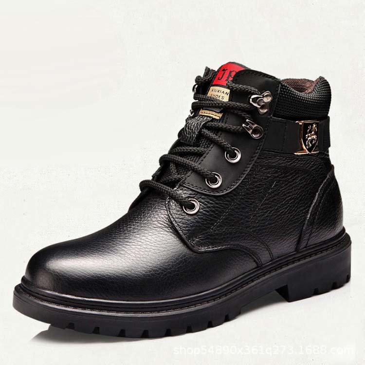 Men's thick-soled velvet warm casual leather boots