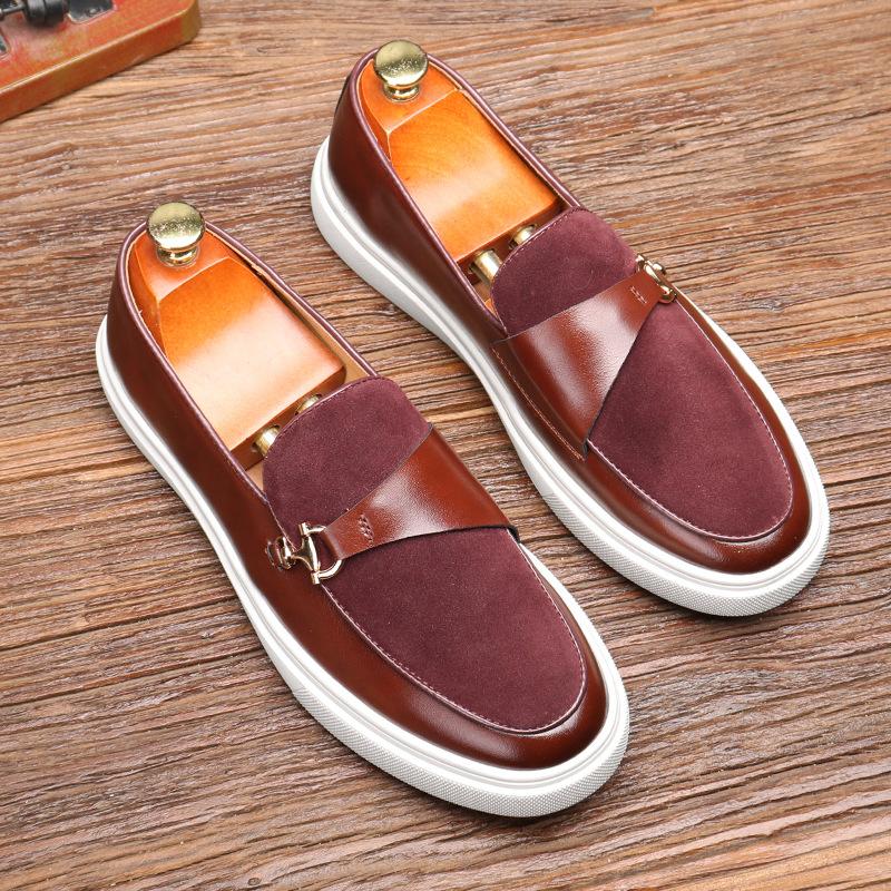 Men's Metal Horsebit Slip-On Thick-soled Casual Loafers