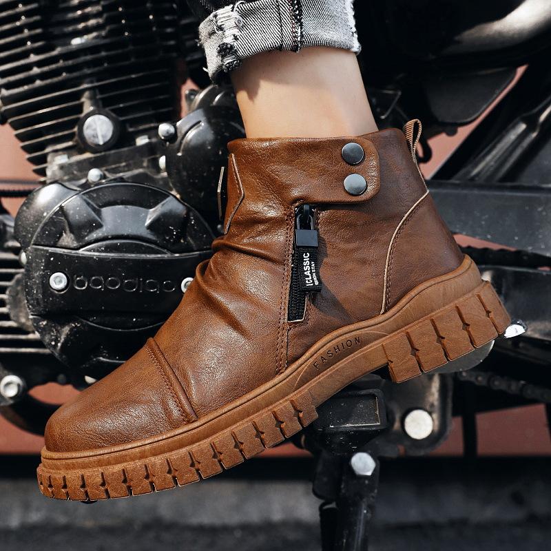 Men's High Top Fleece Leather Boots