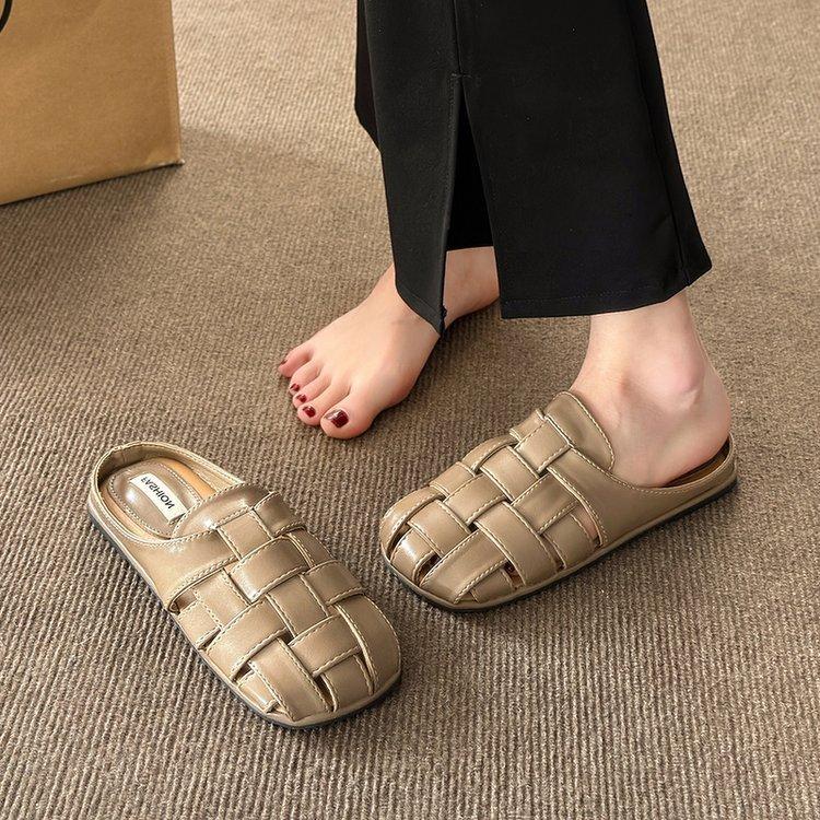 Solid Color Soft Sole Square Toe Flat Slippers