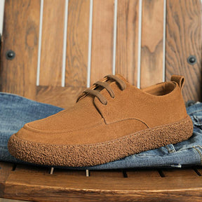 Genuine leather suede low-top lace-up shoes