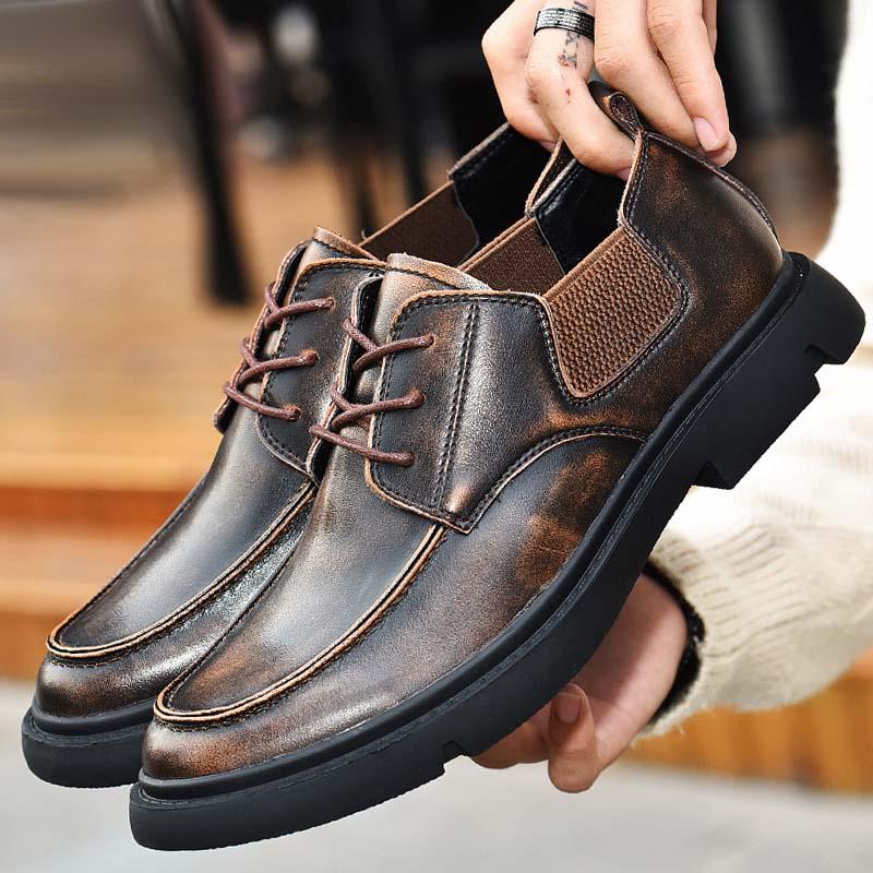 Men's Genuine Leather British Lace-up Business Short Boots