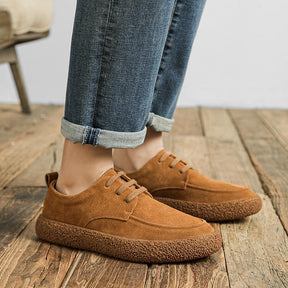 Genuine leather suede low-top lace-up shoes