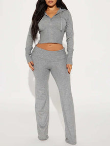 Zipper Closure Sweater Pant Set