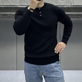 Men's Long Sleeve Knitted Solid Color Sweater