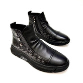 Men's Leather Zipper Casual Boots