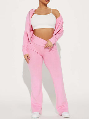 Zipper Closure Sweater Pant Set