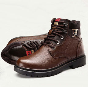 Men's thick-soled velvet warm casual leather boots