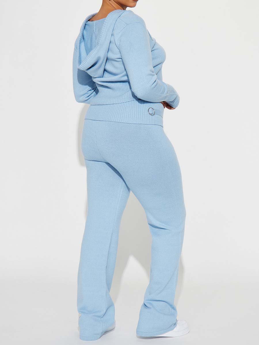 Zipper Closure Sweater Pant Set