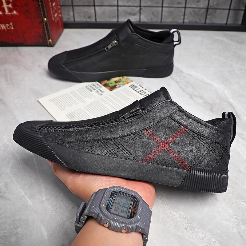 Men's breathable leather slip-on shoes