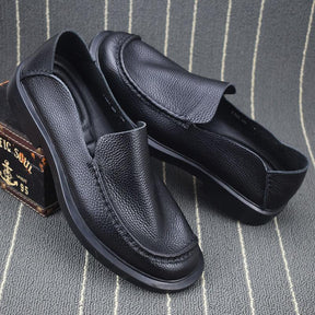 Genuine leather single layer breathable lightweight slip-on loafers