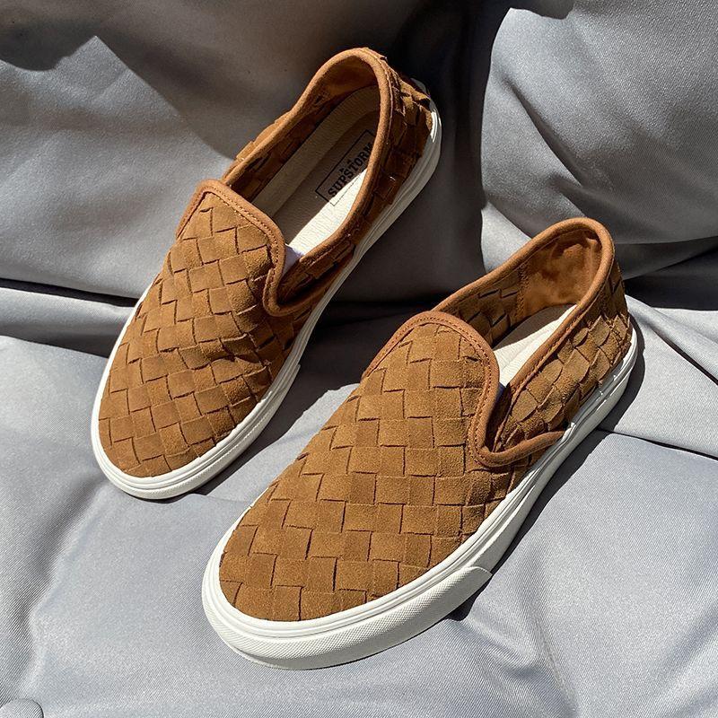 Woven Vintage Brown Low-Top Slip-On Slip-On Shoes