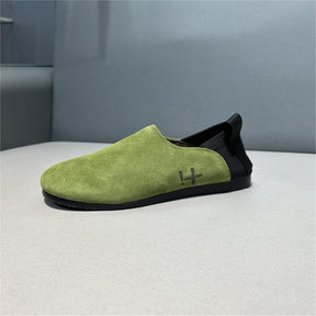 Low-top leather casual soft-soled slip-on shoes