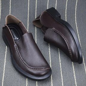 Genuine leather single layer breathable lightweight slip-on loafers