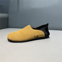 Low-top leather casual soft-soled slip-on shoes