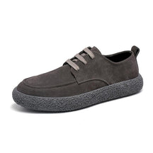 Genuine leather suede low-top lace-up shoes