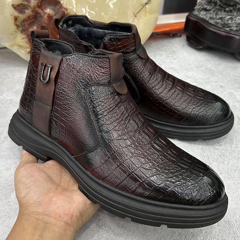 Men's Genuine Leather High Top Velvet Casual Shoes