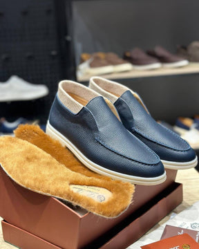 Patchwork leather slip-on shoes