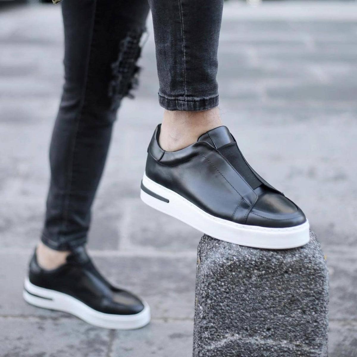 Black Leather Casual Shoes