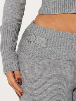 Zipper Closure Sweater Pant Set