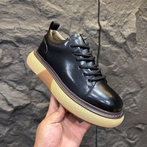 Low-top thick-soled retro casual leather shoes