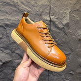 Low-top thick-soled retro casual leather shoes