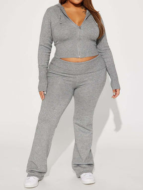 Zipper Closure Sweater Pant Set