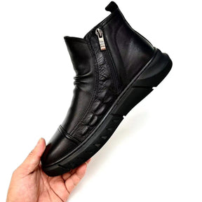 Men's Leather Zipper Casual Boots