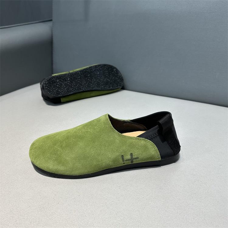 Low-top leather casual soft-soled slip-on shoes