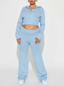 Zipper Closure Sweater Pant Set