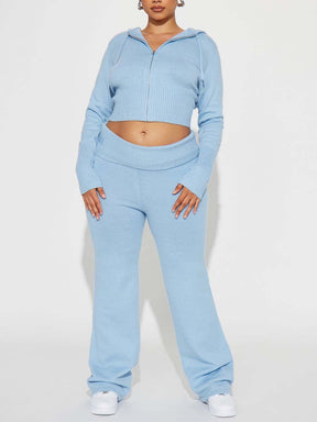 Zipper Closure Sweater Pant Set