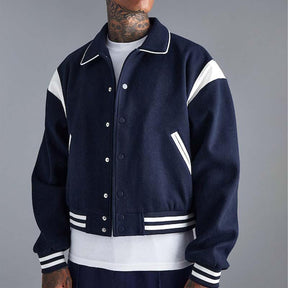 Contrast Trims Varsity Jacket