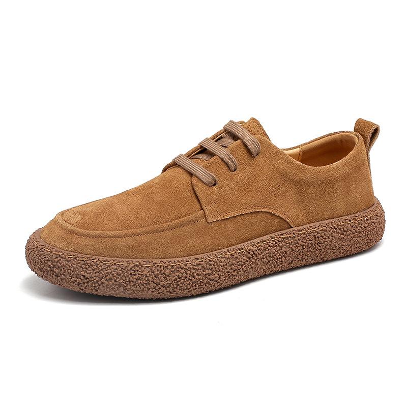 Genuine leather suede low-top lace-up shoes