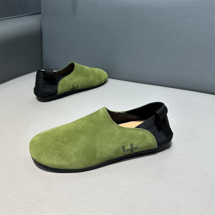 Low-top leather casual soft-soled slip-on shoes