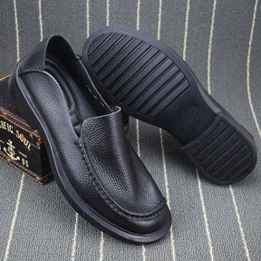 Genuine leather single layer breathable lightweight slip-on loafers