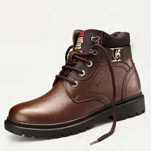 Men's thick-soled velvet warm casual leather boots