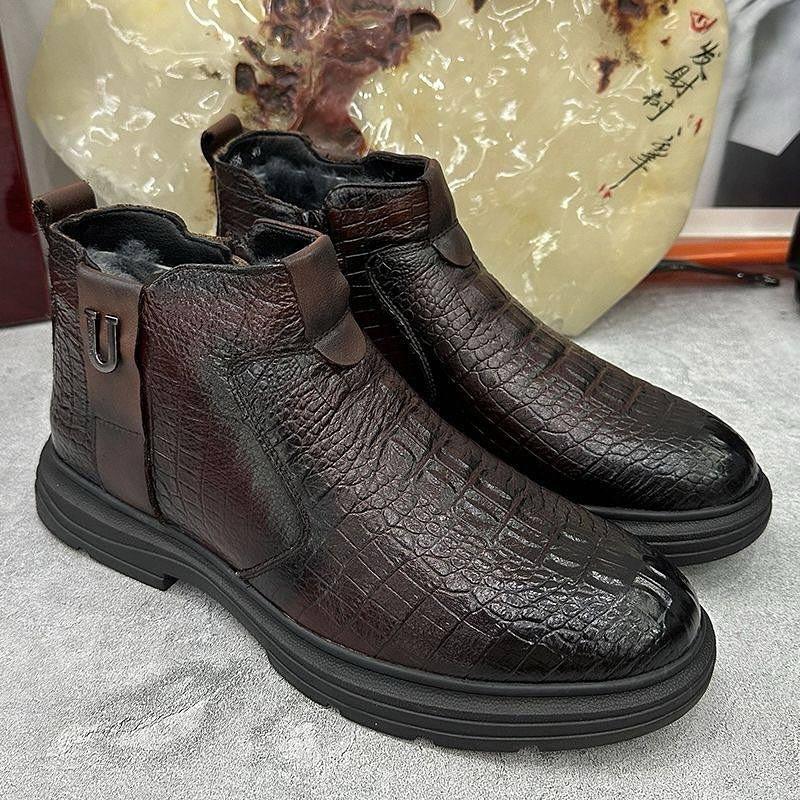 Men's Genuine Leather High Top Velvet Casual Shoes