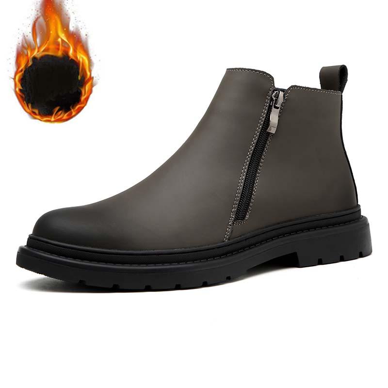 Men's Winter Zippered Fleece Warm Martin Boots