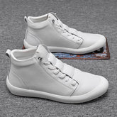 Genuine leather high top casual ankle boots