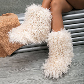 Faux Fur Mid Calf Boots